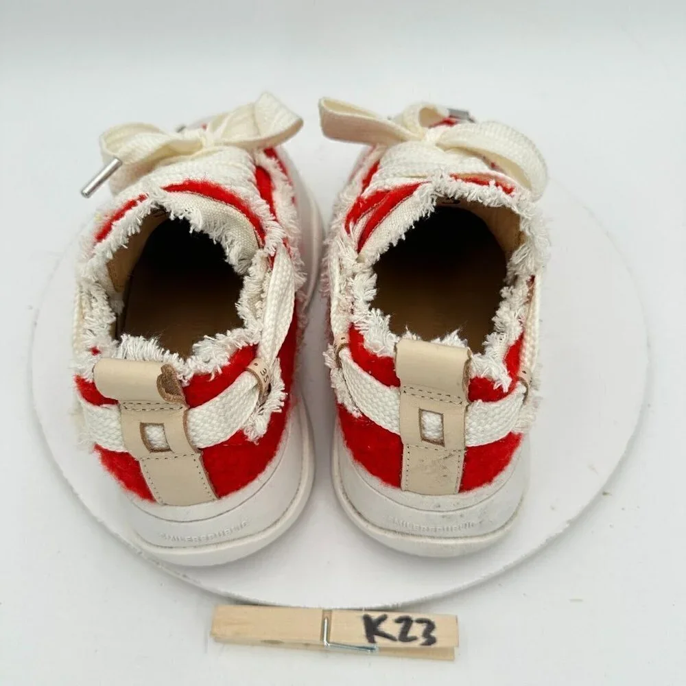 Smilerepublic Women Size EU 35 US 5 Woolen Red White Leather Shoes